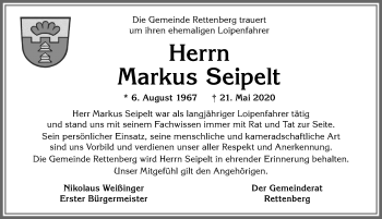 Traueranzeige von Markus Seipelt von Allgäuer Anzeigeblatt
