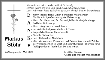 Traueranzeige von Markus Stöhr von Allgäuer Zeitung, Füssen