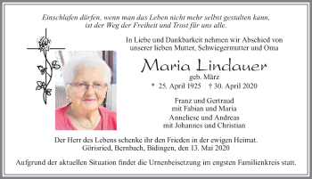 Traueranzeige von Mcm ict Linclatev von Allgäuer Zeitung, Marktoberdorf