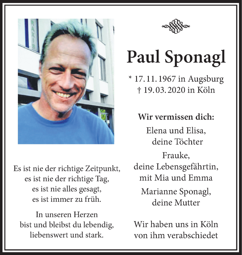  Traueranzeige für Paul Sponagl vom 07.05.2020 aus Allgäuer Zeitung, Füssen