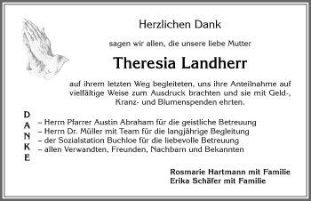 Traueranzeige von Theresia Landherr von Allgäuer Zeitung, Kaufbeuren/Buchloe