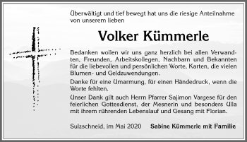 Traueranzeige von Volker Kümmerle von Allgäuer Zeitung, Marktoberdorf
