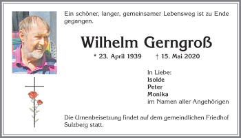 Traueranzeige von Wilhelm Gerngroß von Allgäuer Zeitung,Kempten