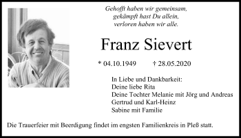 Traueranzeige von Franz Sievert von Memminger Zeitung