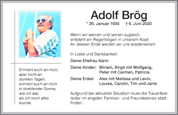 Traueranzeige von Adolf Brög von Allgäuer Zeitung,Kempten