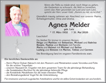 Traueranzeige von Agnes Melder von Allgäuer Zeitung