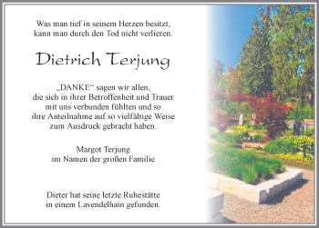 Traueranzeige von Dietrich Terjung von Allgäuer Zeitung