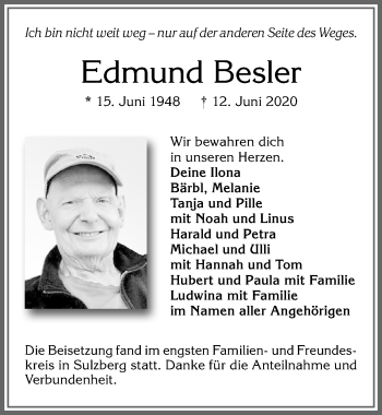 Traueranzeige von Edmund Besler von Allgäuer Zeitung,Kempten