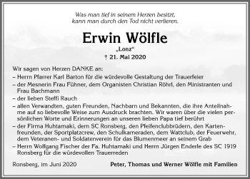 Traueranzeige von Erwin Wölfle von Allgäuer Zeitung, Marktoberdorf