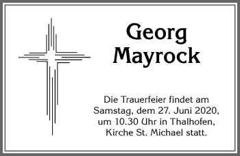 Traueranzeige von Georg Mayrock von Allgäuer Zeitung, Marktoberdorf