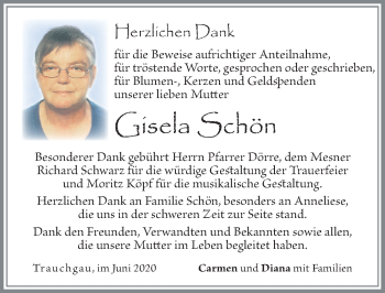 Traueranzeige von Gisela Schön von Allgäuer Zeitung, Füssen