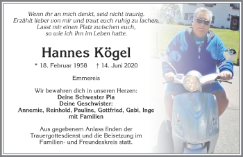 Traueranzeige von Hannes Kögel von Allgäuer Anzeigeblatt