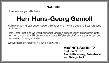 Traueranzeige von Hans-Georg Gemoll von Memminger Zeitung
