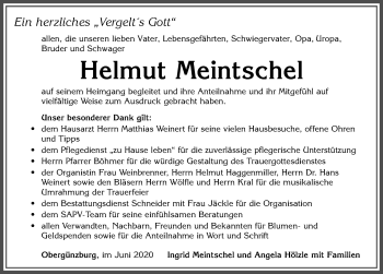 Traueranzeige von Helmut Meintschel von Allgäuer Zeitung, Marktoberdorf