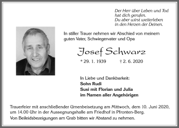 Traueranzeige von Josef Schwarz von Allgäuer Zeitung, Füssen