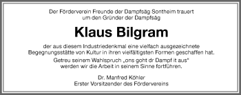 Traueranzeige von Klaus Bilgram von Memminger Zeitung