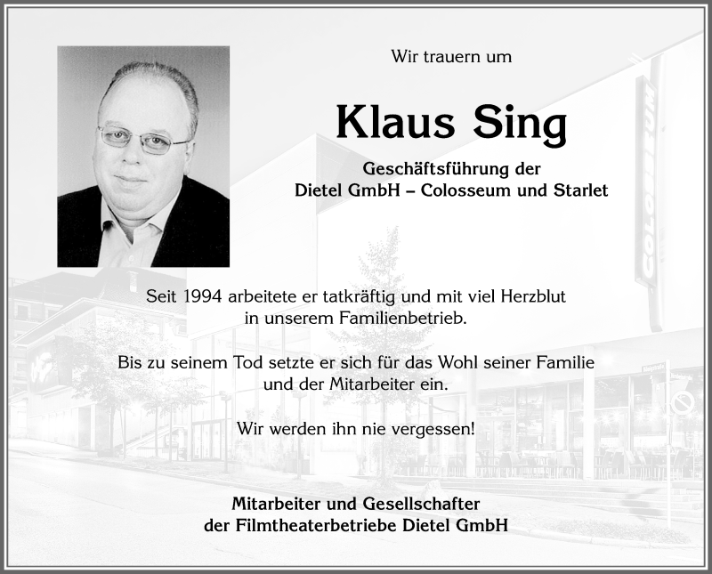  Traueranzeige für Klaus Sing vom 05.06.2020 aus Allgäuer Zeitung,Kempten