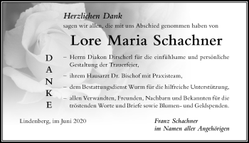 Traueranzeige von Lore Maria Schachner von Der Westallgäuer