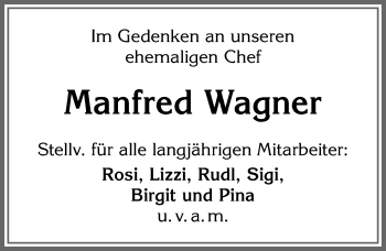 Traueranzeige von Manfred Wagner von Allgäuer Zeitung, Füssen