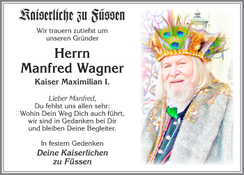 Traueranzeige von Manfred Wagner von Allgäuer Zeitung, Füssen