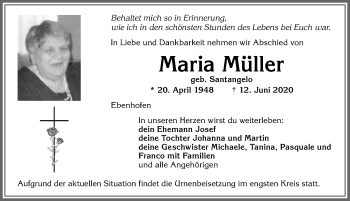 Traueranzeige von Maria Müller von Allgäuer Zeitung, Marktoberdorf