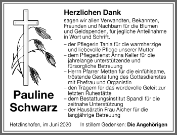 Traueranzeige von Pauline Schwarz von Memminger Zeitung