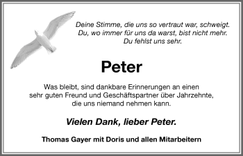 Traueranzeige von Peter  von Memminger Zeitung