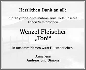 Traueranzeige von Wenzel Fleischer von Allgäuer Zeitung, Marktoberdorf