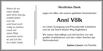 Traueranzeige von Anni Völk von Allgäuer Zeitung,Kempten