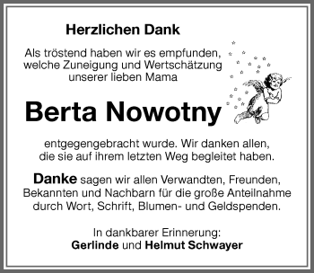 Traueranzeige von Berta Nowotny von Memminger Zeitung