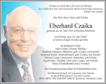 Traueranzeige von Eberhard Czaika von Allgäuer Zeitung