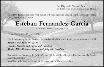 Traueranzeige von Esteban Fernandez Garcia von Der Westallgäuer