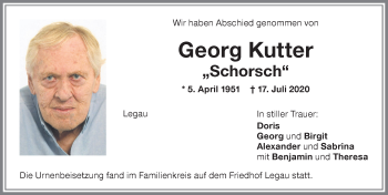 Traueranzeige von Georg Kutter von Memminger Zeitung