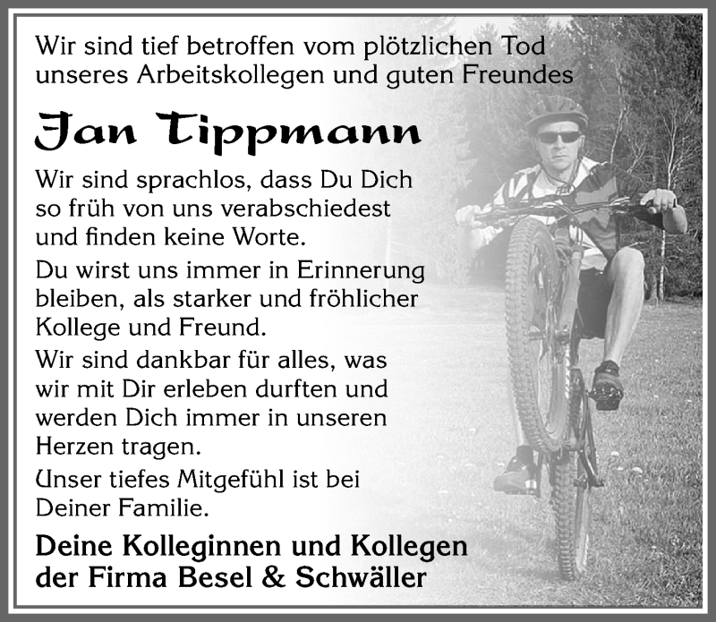  Traueranzeige für Jan Tippmann vom 16.07.2020 aus Allgäuer Zeitung, Füssen