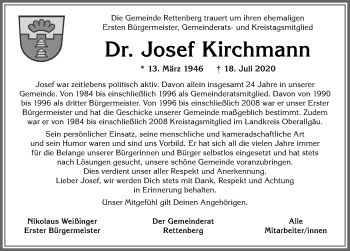 Traueranzeige von Josef Kirchmann von Allgäuer Anzeigeblatt