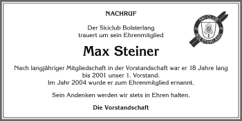 Traueranzeige von Max Steiner von Allgäuer Anzeigeblatt