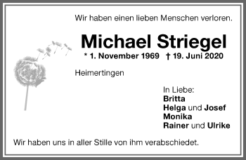 Traueranzeige von Michael Striegel von Memminger Zeitung