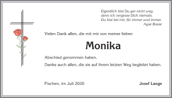 Traueranzeige von Monika  von Allgäuer Anzeigeblatt