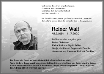 Traueranzeige von Reiner Walf von Allgäuer Anzeigeblatt