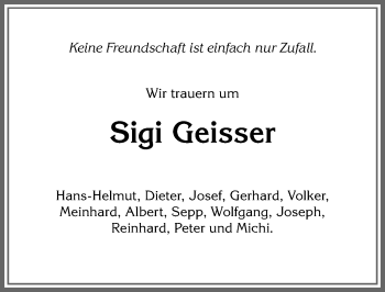 Traueranzeige von Sigi Geisser von Allgäuer Anzeigeblatt