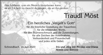 Traueranzeige von Traudl Möst von Allgäuer Zeitung, Füssen