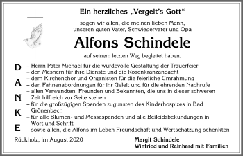Traueranzeige von Alfons Schindele von Allgäuer Zeitung, Füssen