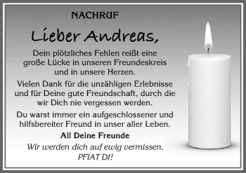 Traueranzeige von Andreas  von Allgäuer Zeitung, Füssen