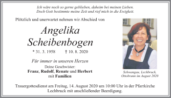 Traueranzeige von Angelika Scheibenbogen von Allgäuer Zeitung, Füssen