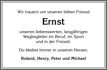 Traueranzeige von Ernst  von Allgäuer Anzeigeblatt