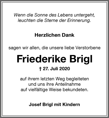 Traueranzeige von Friederike Brigl von Memminger Zeitung