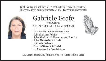 Traueranzeige von Gabriele Grafe von Allgäuer Zeitung