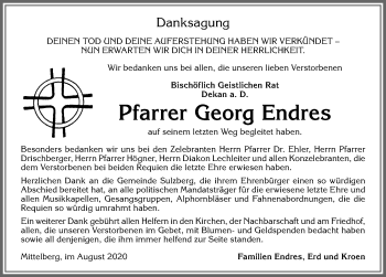 Traueranzeige von Georg Endres von Allgäuer Zeitung,Kempten