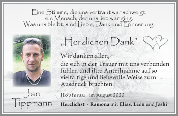 Traueranzeige von Jan Tippmann von Allgäuer Zeitung, Füssen