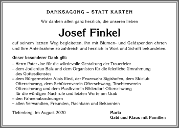 Traueranzeige von Josef Finkel von Allgäuer Anzeigeblatt